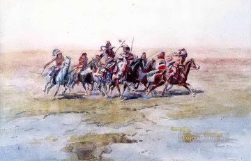 American Indians Painting - cree war party Charles Marion Russell American Indians